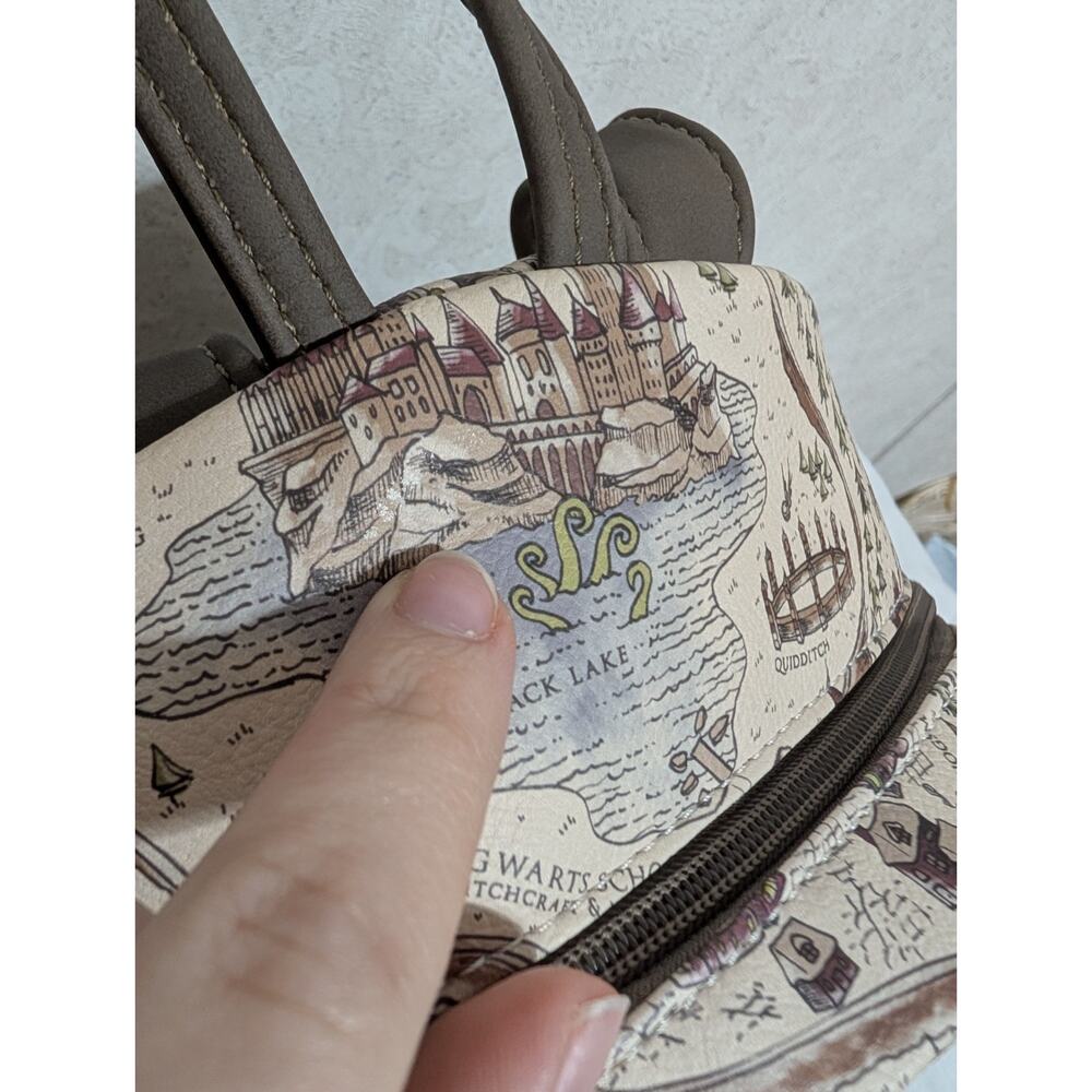 Loungefly Harry Potter Hogwarts Grounds Map Pattern Mini Backpack Magic Wizard - Picture 7 of 14